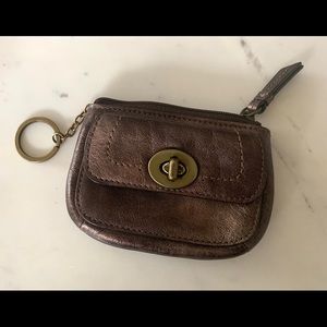 Coach leather wallet/coin purse with keychain